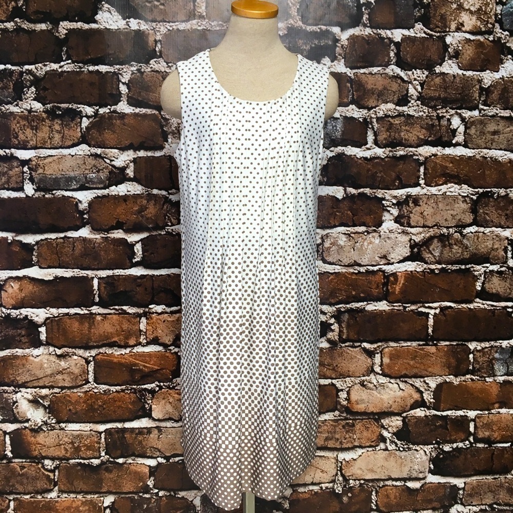 Perceptions Dress Brown White Sleeveless Midi Polka Dots Ombre Medium Petite MP